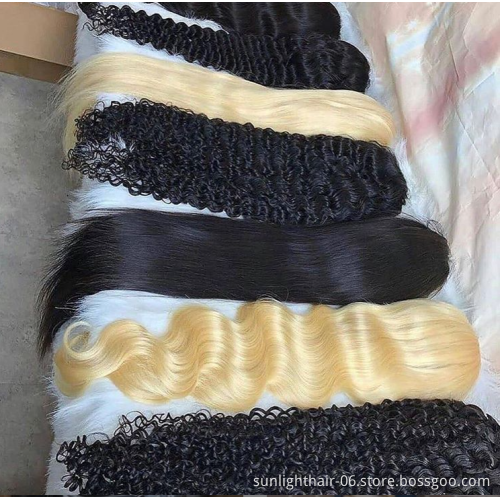 High Quality Sunlight # 613 Blonde straight hair lace wig weave Mongolian weave 100%  human hair weft virgin hair lace wig